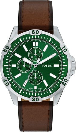 Fossil Mens Garrett 44mm Multifunction Brown Leather Watch