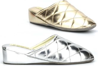 Generic Womens Wedge Slippers Womens Mule Slippers Size 5 Ladies Slip On Slipper Size 3 Girls Wedge Heel Slipper Carpet Mules Sybil Lightweight Sizes 3-8 Gold