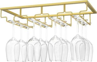 OEM Soporte Para Copas De Vino De 4 Filas Para Debajo Del Armario, Soporte Para Copas De Vino Nano Golden