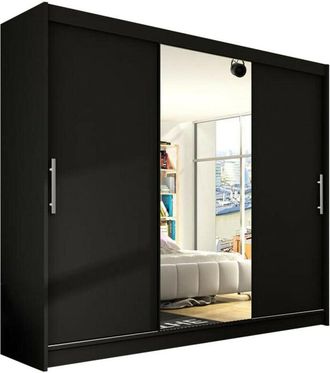 Mirjan24 Mobilier1 - Armario Closico 122, Negro, 215x250x58cm, Puertas de armario: Correderas, Número de estantes: 0