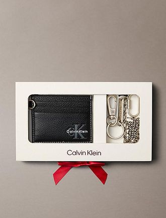 Calvin Klein Tarjetero Logo Monograma De Piel Con Cadena