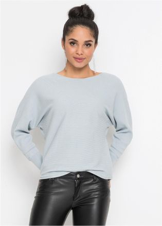 Bonprix Strickpullover BONPRIX Oversize-Ripp-Pullover, Damen, Gr. 32/34 (XS), blau (puderblau meliert), Obermaterial: 70% Baumwolle, 30% Polyamid, oversize, P