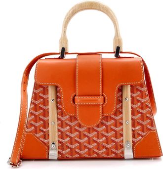 Goyard Saigon Top Handle Bag Coated Canvas with Leather PM