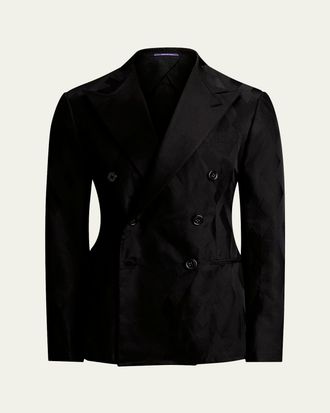 Ralph Lauren Purple Label Mens Geometric Peak Lapel Double-Breasted Sport Coat