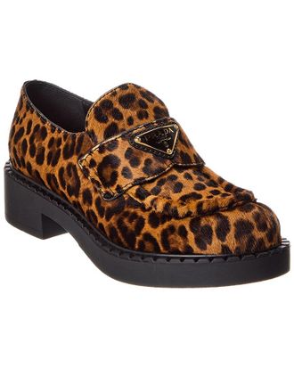 Prada Chocolate Printed Haircalf Loafer