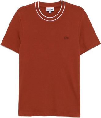 Lacoste T-shirt in piqu&eacute; elasticizzato a righe - Marrone