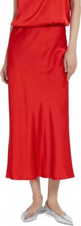 ottod'Ame Satin Slip Skirt In Red