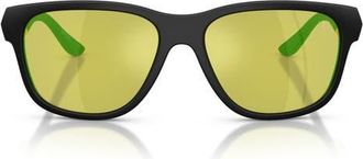 Ferrari 57mm Pillow Sunglasses in Black Matte /Yellow at Nordstrom