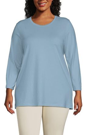Lands End 3/4 Sleeve Cotton Supima Tunic in Light Blue Sky at Nordstrom, Size Small P