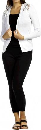 Papillon Skylar Sheer Floral Long Sleeve Cardigan In White