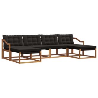 vidaXL Conjunto De Sof&aacute;s De Exterior Con Coj&iacute;n 6 Pcs Natural Y Negro Vidaxl