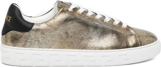 Versace Greca Lizard-Effect Sneakers - Heren - Sneakers - Geel - 41 EU - Leer - Schoenen