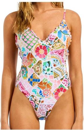 Seafolly Beach Boh&egrave;me V Neck One Piece Badeanzug f&uuml;r Damen | orange