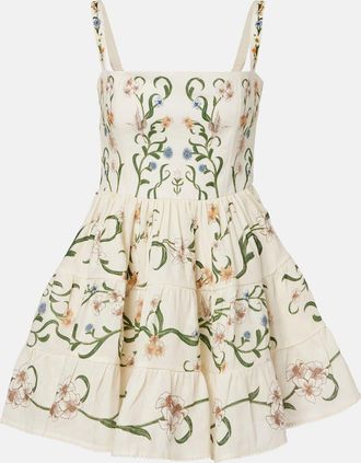 Agua Bendita Lima Laguna floral linen minidress