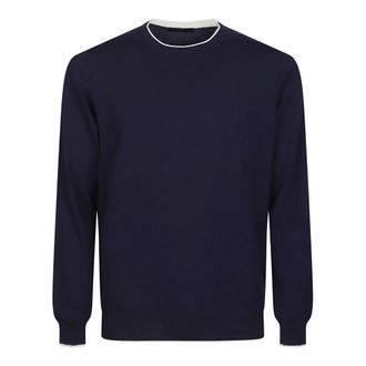 Fay Round-neck Knitwear, male, Blue, Size: XL Round Neck Sweater