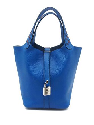 Herm&egrave;s 2018 Epsom Tressage Picotin Lock 18 handtas - Blauw