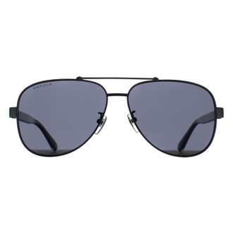 Gucci Aviator Mens Shiny Ruthenium Grey Mirror Polarized GG0528S Metal - One Size