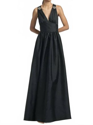 Sachin & Babi Kenzia Moir&eacute; Taffeta Gown In Black
