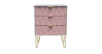 Welcome Furniture Glitz Ready Assembled 3 Drawer Chest in Kobe Pink & White - Welcome Furniture | TJ Hughes
