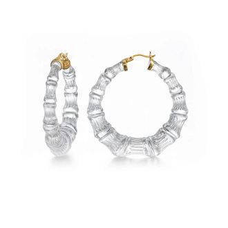 Gold & Honey Womens Lucite Bamboo Hoop Earrings In Clear