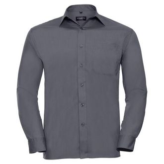 Russell Athletic Russell Collection Heren Poplin Easy-Care overhemd met lange mouwen (Konvooi Grijs)