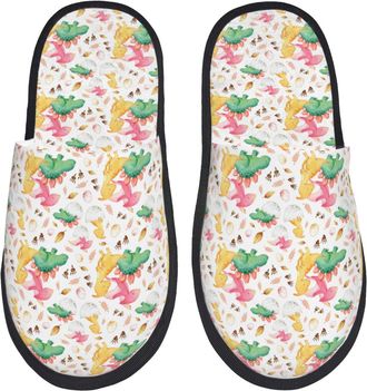 Generic Slippers For Women Cute Baby Dinosaurs Print Slippers Anti-Skid Soft MenS Warm Slip On Slipper, For Hotel, Travel, Indoor Outdoor, L