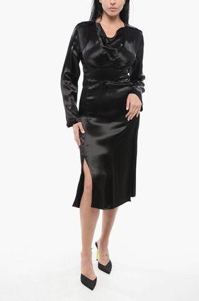 Bottega Veneta Vestito Satinato con Collo a V Bottega Veneta
