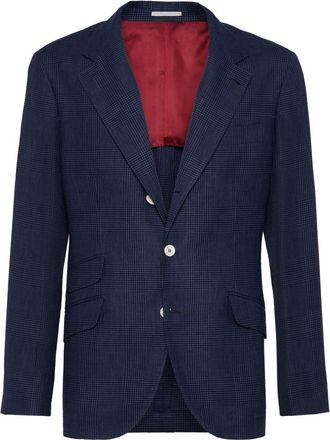 Brunello Cucinelli single-breasted linen blazer - men - Wool/Linen/Flax/Silk/Ramie - 52 - Blue