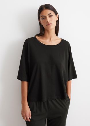 Marc O'Polo T-Shirt MARC OPOLO MIX & MATCH, Damen, Gr. L, schwarz, Single Jersey, Obermaterial: 100% Baumwolle, relaxed fit h&uuml;ftlang, Rundhals, Shirts T-Shirt, Ru