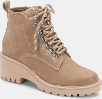 Dolce Vita Huey Hiker Boots Womens Mushroom Leather Side Zip Ankle JOBB062