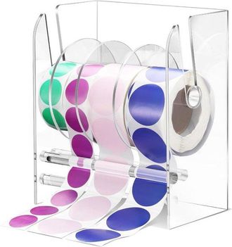OEM Dispensador De Etiquetas - Soporte Para Rollos De Pegatinas - Organiza Etiquetas - Dise&ntilde;o Ajustable - Capacidad Para 4 Rollos - Transparente