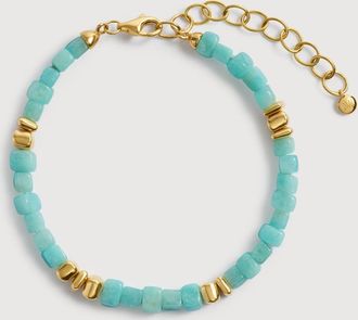 Monica Vinader Gold Amaia Gemstone Beaded Bracelet Amazonite
