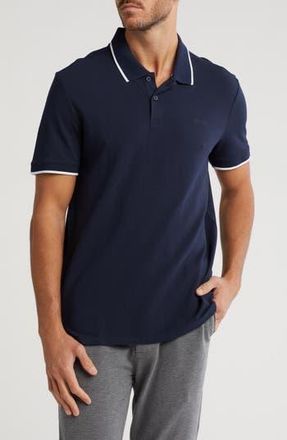 Calvin Klein Stretch Piqu&eacute; Solid Tipped Polo in Dark Sapphire at Nordstrom Rack, Size Xx-Large
