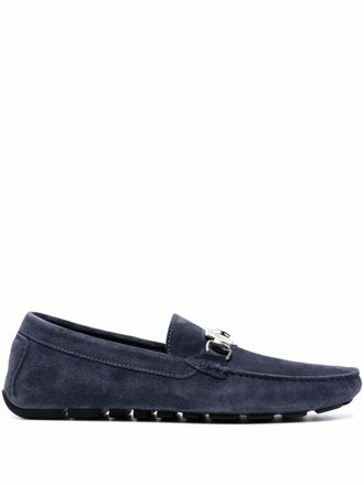 Philipp Plein suede logo plaque moccasins - Blue