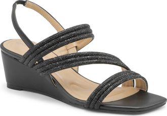 Adrienne Vittadini Alanis Embellished Wedge Sandal in Black Shimmer at Nordstrom Rack, Size 9.5