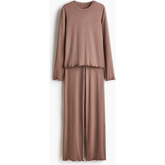 H&M Brushed Jersey Pyjamas in Taupe Melange at Nordstrom, Size X-Large