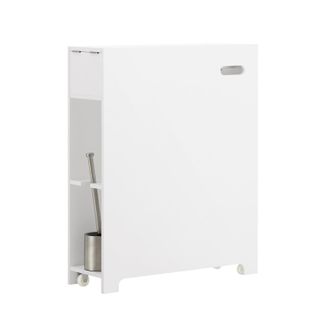 SoBuy Estanter&iacute;a Estrecha Para Nichos Para Ba&ntilde;o Armario M&oacute;vil Multifuncional De Almacenaje Mueble Auxiliar Con 2 Cajones Y 4 Ruedas 60 X 20 X 75 Blanco Bzr1