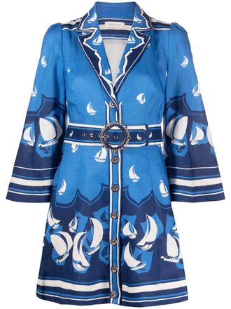 Zimmermann High Tide belted minidress - BLSAL|BLUE SAILBOATS