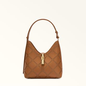 Furla Goccia Borsa A Spalla S Brandy Marrone Pelle Di Vitello Sidney Traforata Donna