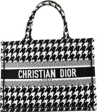 Dior Borsa tote Book media in tela con motivo pied-de-poule - Nero