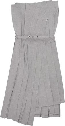 Junya Watanabe Jurk met ceintuur en plooien - Dames - Casual kleedjes - Grijs - S - Kleedjes