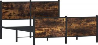 vidaXL Vidaxl - Estructura de cama sin colchón metal roble ahumado 137x190 cm