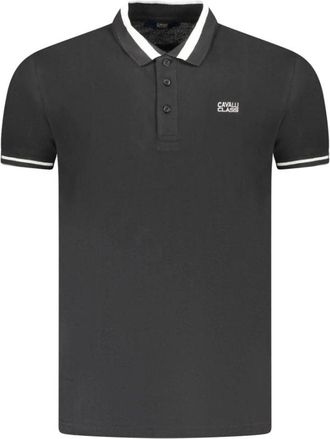 Cavalli Zwarte Katoenen Heren Polo Shirt - Heren - Polos - Zwart - L - Katoen - Tops