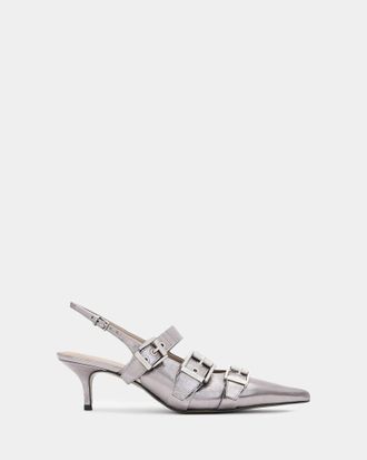 AllSaints Goat Leather Grace Leather Chain Slingback Heels, Size: UK 7/US 10/EU 40