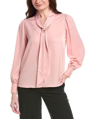 T Tahari Bow Neck Tie Blouse