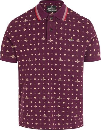Vivienne Westwood ALL OVER ORB POLO SHIRT Size: XL, colour: BURGUNDY
