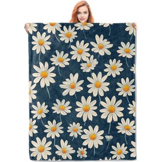 OEM Manta Daisy, Manta De Forro Polar De 40 X 50 Pulgadas Con Estampado Floral De Margaritas, Apta Para Ni&ntilde;os Y Adultos, Manta De Decoraci&oacute;n Para El Hogar