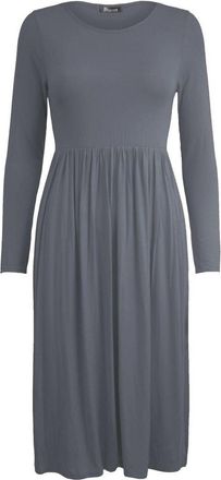 Generic New Ladies Plus Size Franki Long Sleeves Swing Flared Midi Skater Top Dress 8-26 (XL (UK 16/18), Charcoal)