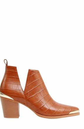 Belle & Bloom Austin Croc Embossed Ankle Boot in Camel at Nordstrom, Size 10