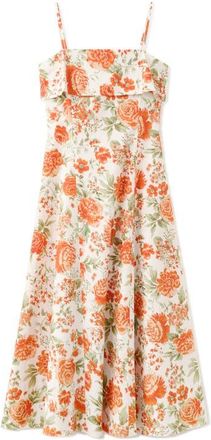 Mango Floral Print Flared Midi Dress in Orange at Nordstrom, Size 2